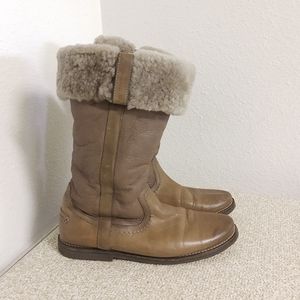 RARE Frye Brown Leather, shearling Lined Winter Boots